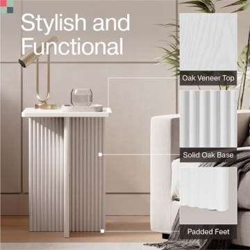 Square Fluted Accent Side Table - Modern Design for Every Room