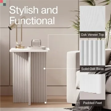 Square Fluted Accent Side Table - Modern Design for Every Room