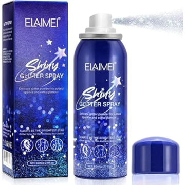 Body Glitter Spray, Glitter Spray for Hair and Body, Glitter Hairspray for Clothes, Quick-Drying and...