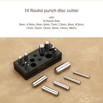Splenor Tools 14 Round Punch Disc Cutter - for Jewelry Making - Metal Working & Cutting Tool - Size ⅛" to ⅝"