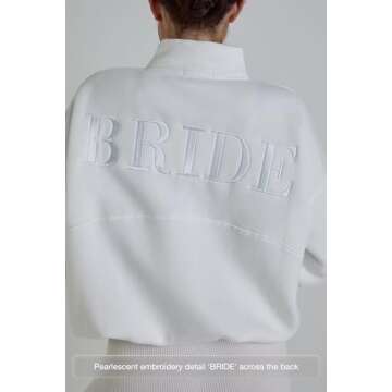 Chic Bride Statement Quarter Zip Sweatshirt for Weddings
