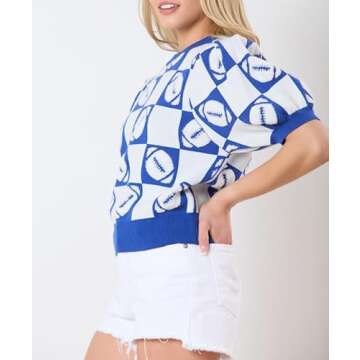 Women Y2k Puff Short Sleeve Cropped Sweaters Crewneck Slim Knit Pullover Tops 2024 Trendy Knitted T Shirts Blouse Light Blue