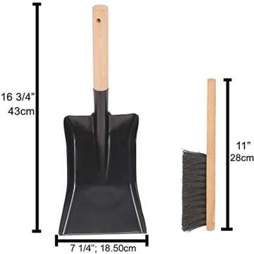 Aboniris Coal Shovel and Hearth Brush Set Made of Natural Wood and Coco Bristles, Hearth Tidy Set, F...