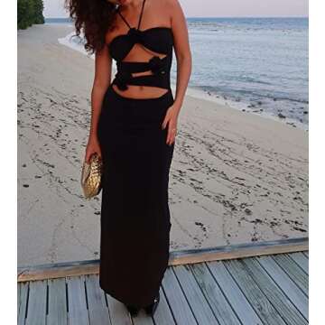 Argeousgor Women 3D Flowers Halter Dress for All Occasions