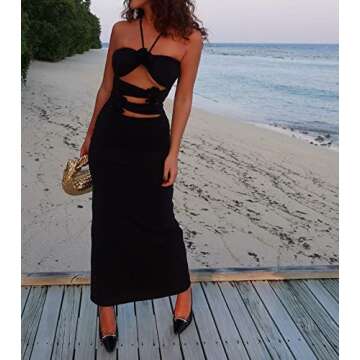 Argeousgor Women 3D Flowers Halter Dress for All Occasions