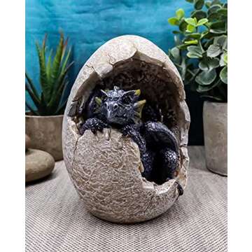 Ebros Gift Fossil Raeon Sunlight Dragon Hatchling Breaking Out of Egg Shell Decorative Figurine 5" H Dungeons and Dragons Collectible Figurine Museum Like Eggs Decor Medieval (Purple Onyx)