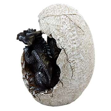 Ebros Gift Fossil Raeon Sunlight Dragon Hatchling Breaking Out of Egg Shell Decorative Figurine 5" H Dungeons and Dragons Collectible Figurine Museum Like Eggs Decor Medieval (Purple Onyx)