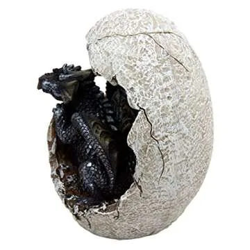 Ebros Gift Fossil Raeon Sunlight Dragon Hatchling Breaking Out of Egg Shell Decorative Figurine 5" H Dungeons and Dragons Collectible Figurine Museum Like Eggs Decor Medieval (Purple Onyx)