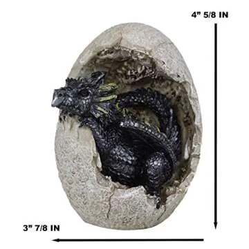 Ebros Gift Fossil Raeon Sunlight Dragon Hatchling Breaking Out of Egg Shell Decorative Figurine 5" H Dungeons and Dragons Collectible Figurine Museum Like Eggs Decor Medieval (Purple Onyx)