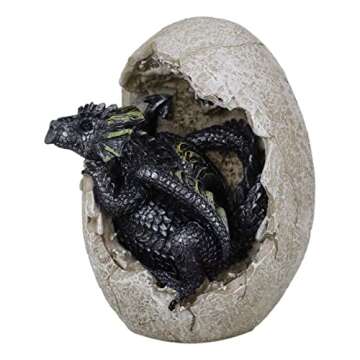 Ebros Gift Fossil Raeon Sunlight Dragon Hatchling Breaking Out of Egg Shell Decorative Figurine 5" H Dungeons and Dragons Collectible Figurine Museum Like Eggs Decor Medieval (Purple Onyx)