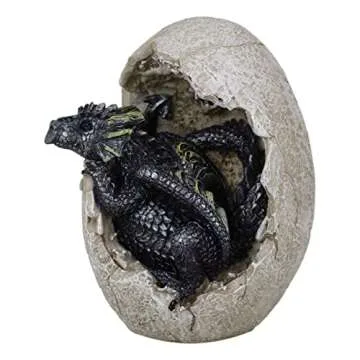 Ebros Gift Fossil Raeon Sunlight Dragon Hatchling Breaking Out of Egg Shell Decorative Figurine 5" H Dungeons and Dragons Collectible Figurine Museum Like Eggs Decor Medieval (Purple Onyx)
