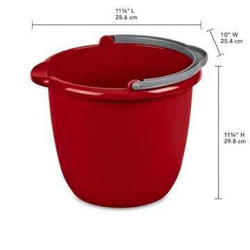 STERILITE 11205812 10QT RED Spout Pail, 10 quart