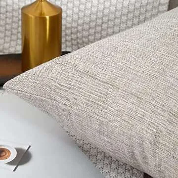 Jepeak Burlap Linen Throw Pillow Cover 20x20 Inches Square Cushion Case, Modern Farmhouse Decorative Solid Beige/Khaki Threads Pillow Cover for Sofa Bed Couch Home Decoration