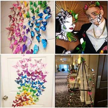 SmartWallStation 84 x PCS 3D Colorful Butterfly Wall Stickers DIY Art Decor Crafts for Party Cosplay Wedding Offices Bedroom Room Glue Sticker Set