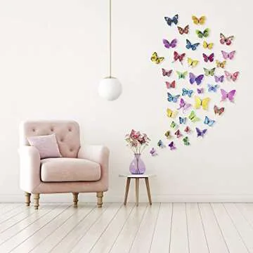 SmartWallStation 84 x PCS 3D Colorful Butterfly Wall Stickers DIY Art Decor Crafts for Party Cosplay Wedding Offices Bedroom Room Glue Sticker Set