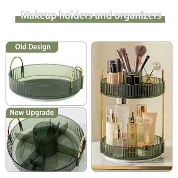 shuang qing 360° Rotating Makeup Organizer, High-Capacity Bathroom Countertop Vanity Organizers, 2 ...