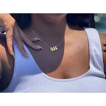 Sora Tuki 111 Necklace Gold 111 Angel Number Necklace Gold 111 Necklace Gold Old English Necklace Gold Number Necklace Stainless Steel Numerology Jewelry