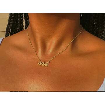 Sora Tuki 111 Necklace Gold 111 Angel Number Necklace Gold 111 Necklace Gold Old English Necklace Gold Number Necklace Stainless Steel Numerology Jewelry