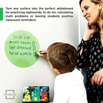 SCRIBBLEDO 8 Pack Dry Erase Dots 11 inch Colorful Dry Erase Circles for Tables Whiteboard Wall Removable Vinyl for School Classroom Teachers Students