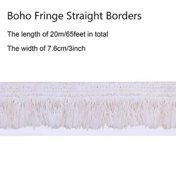 Boho Fringe Straight Borders Knotted Fringe Bulletin Board Border Strips 65.6 Feet x 2.99 Inch Boho Fringe Borders Decorations Tassel Fringe Trim for Classroom Home School Blackboard