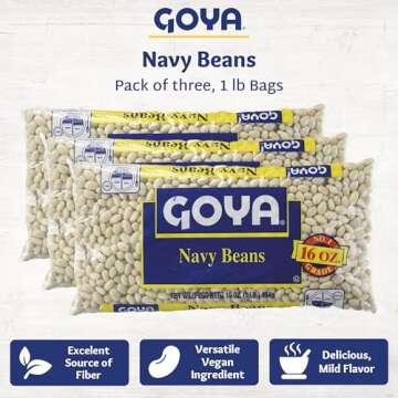 Navy Beans by Goya, Whole Dried Beans, Nutritious and Versatile, Rich in Fiber, 3-Pack, 16oz. Bags