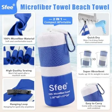 Sfee Quick Dry Microfiber Towel Set for Travel and Sports