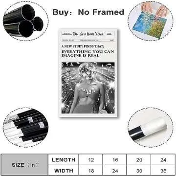 Trendy Wall Art New York Times Print Newspaper Poster Preppy Dorm Decor Bar Cart Vintage Black White Canvas Wall Art Newser for Living Room Bedroom Bar and Party Décor (E,16X24 in Unframe)
