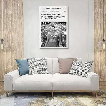 Trendy Wall Art New York Times Print Newspaper Poster Preppy Dorm Decor Bar Cart Vintage Black White Canvas Wall Art Newser for Living Room Bedroom Bar and Party Décor (E,16X24 in Unframe)