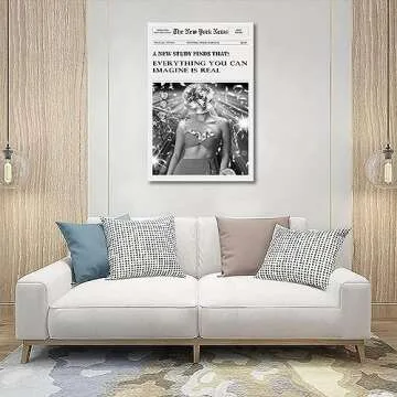 Trendy Wall Art New York Times Print Newspaper Poster Preppy Dorm Decor Bar Cart Vintage Black White Canvas Wall Art Newser for Living Room Bedroom Bar and Party Décor (E,16X24 in Unframe)