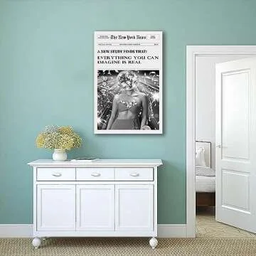 Trendy Wall Art New York Times Print Newspaper Poster Preppy Dorm Decor Bar Cart Vintage Black White Canvas Wall Art Newser for Living Room Bedroom Bar and Party Décor (E,16X24 in Unframe)