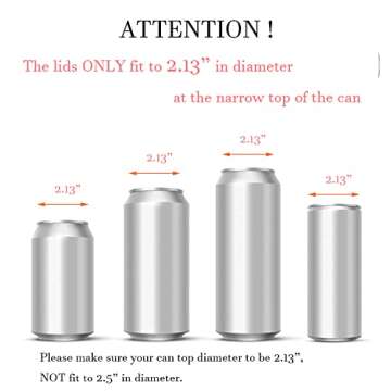 Soda/Beverage/Beer Saver Can Lids, Silicone Can Stopper Covers with No Spill - Fits standard Soda/Be...