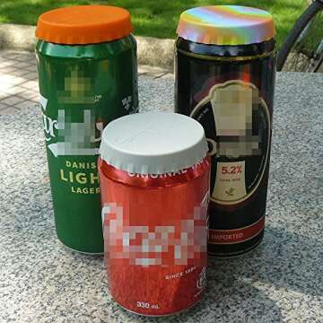 Soda/Beverage/Beer Saver Can Lids, Silicone Can Stopper Covers with No Spill - Fits standard Soda/Beverage/Beer cans (6 Pack, Camouflage Red)