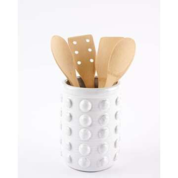 Mud Pie Classic Studded Utensil Crock Floral Kitchen Decor