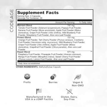 Codeage Instantfood Fast Fruits, Over 15 Fruits Powders Equivalent All-in-One, Vegan Daily Whole Foo...