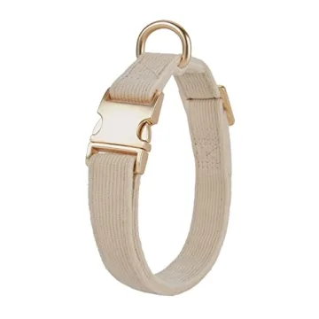 Petiry Soft Corduroy Dog Collar Rose Gold Buckle Medium