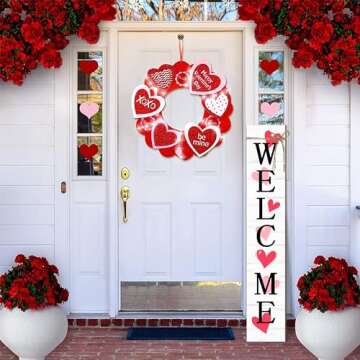 Charming Valentine's Day Wooden Porch Sign 47" - Perfect Welcome for Your Home!