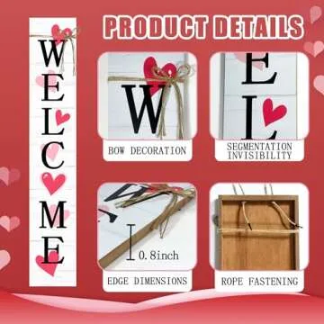 Valentine's Day Wooden Porch Sign for Home Decor