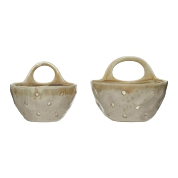 Creative Co-Op Elegant Stoneware Colanders Set of 2
