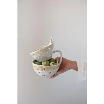 Creative Co-Op Elegant Stoneware Colanders Set of 2