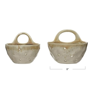 Creative Co-Op Elegant Stoneware Colanders Set of 2