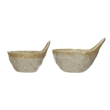 Creative Co-Op Elegant Stoneware Colanders Set of 2
