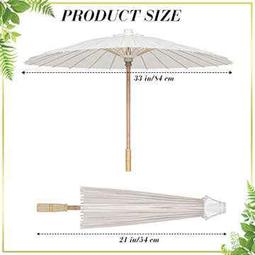 Sadnyy 33 Inches Paper Umbrellas Paper Decorative Chinese Japanese Parasol Umbrella DIY Oiled Painting Umbrellas Crafts for Wedding Bridal Party Decor(White,12 Pack)