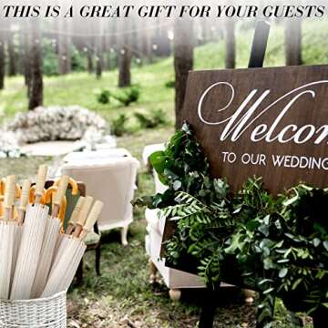 Sadnyy 33 Inches Paper Umbrellas Paper Decorative Chinese Japanese Parasol Umbrella DIY Oiled Painting Umbrellas Crafts for Wedding Bridal Party Decor(White,12 Pack)