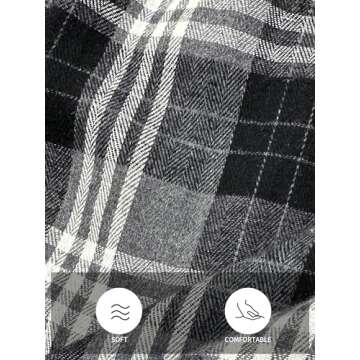 Comdecevis Mens Flannel Shirts Jackets Long Sleeve Plaid Shirts Cotton Button Down Contrast Color with Pockets Black Khaki