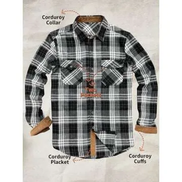 Comdecevis Men's Flannel Plaid Shirt with Pockets