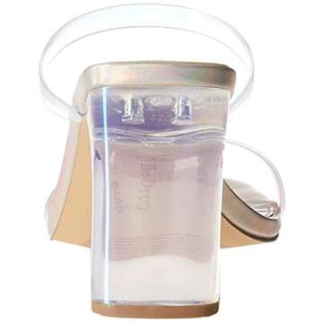 The Drop Women's Avery Square Toe Two Strap High Heeled Sandal, Iridescent, 7.5