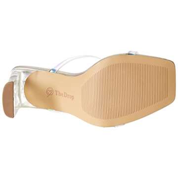 The Drop Women's Avery Square Toe Two Strap High Heeled Sandal, Iridescent, 7.5