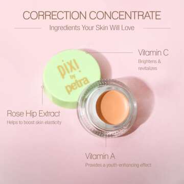 Pixi Beauty Correction Concentrate - Awakening Apricot, Under Eye Colour Corrector, Illuminating Concealer, 0.1 Fl Oz