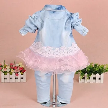 3-Piece Denim Set for Little Girls (Pink, 4-5Y)