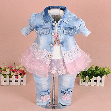 3-Piece Denim Set for Little Girls (Pink, 4-5Y)